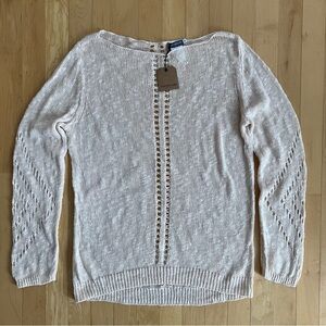 NEW Cotton summer open-knit sweater lightweight cream peach Medium Earthbound